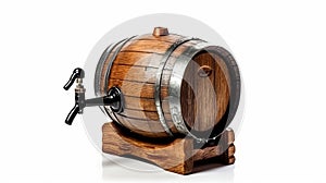 Wooden beer barrel with faucet. Generative AI