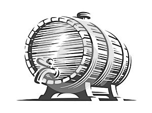 Wooden beer barrel - vector illustration, design photo
