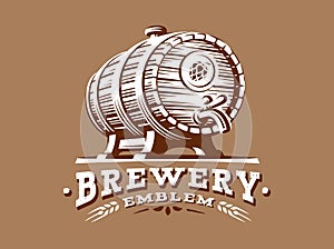 Wooden beer mug logo - vector illustration, brewery design