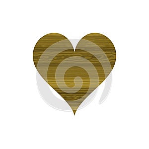 Wooden beige heart decoration on white bckground