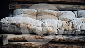 Rustic Vintage Wool Futon With Natural Grain And Texture photo
