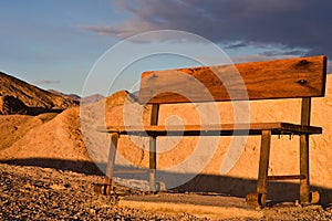 Wooden Bench in Desert