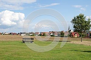 A Wooden Bench at a Golf Course in Germany