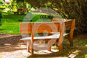 Wooden bench outdoors
