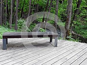 Wooden bench in park, Lithuania