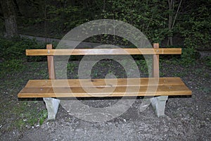 Wooden bench in the park at night