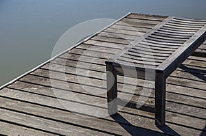 Wooden Bench on Pier or Dock