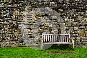 Wooden bench at Richmond Castle