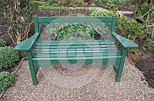 Wooden bench or seat in a garden