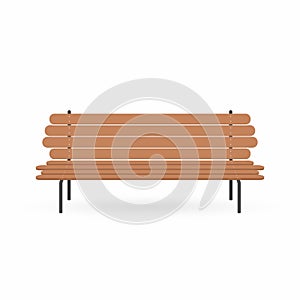 Wooden bench. Street brown bench isolated on white background