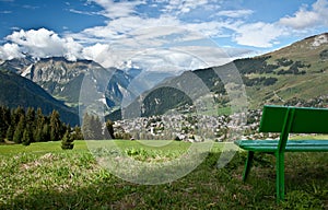 Wooden bench with verbier photo