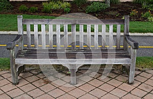 Wooden bench at virginia beach boardwalk