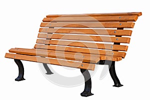 Wooden bench on white background