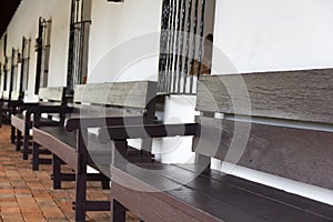 Wooden Benches in Breezeway photo