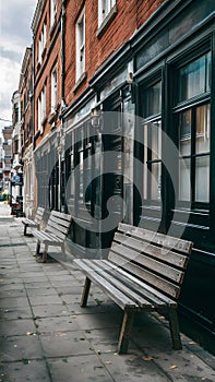 Wooden benches line the street, inviting moments of respite