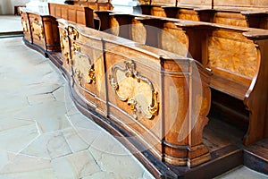 Wooden benches for praying