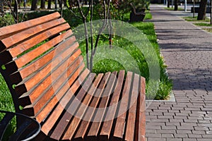 Wooden benches in square