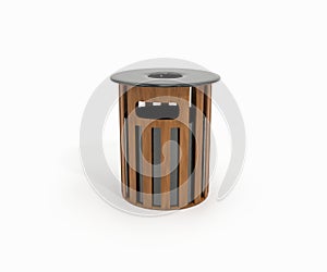 wooden bin isolated on white background. 3d illustration