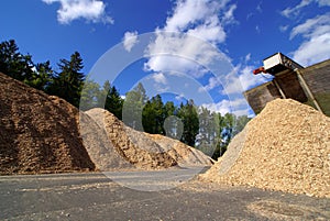 Wooden bio fuel storage at power plant