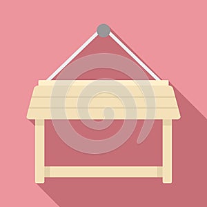 Wooden bird feeders icon, flat style