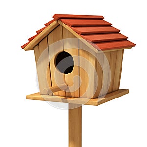 Wooden bird house 3d illustration