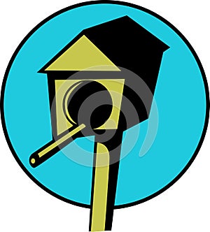 wooden bird house in a pole. Vector file available