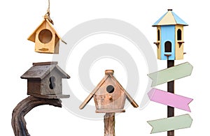 Wooden bird houses
