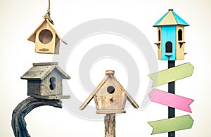 Wooden bird houses