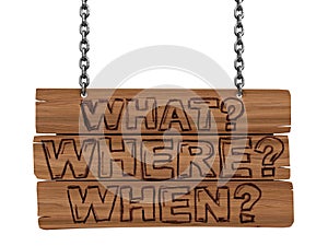 Wooden Blackboard with questions (clipping path included)