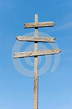Wooden blank sign post