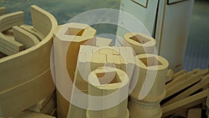Wooden blanks in a woodworking workshop. Furniture manufacture