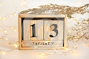 Wooden block calendar, decor and electric