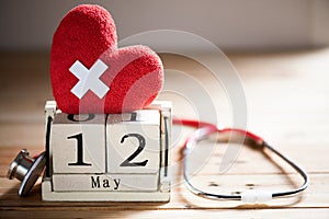 Wooden Block calendar for International Nurses Day, May 12.