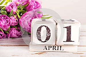 Wooden Block with Fools Day Date, 1 April