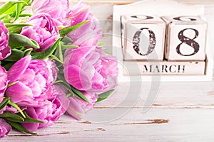 Wooden Block with International Womens Day Date, 8 March