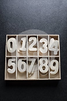 Wooden block numeric set over dark background