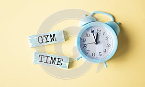Wooden block with text Gym Time with