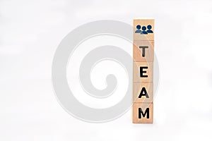 Wooden block with text. Teamwork, team management and business process concept.