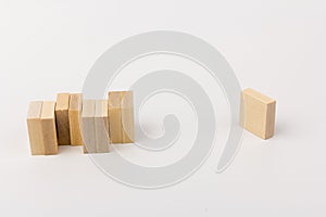 Wooden block toy  isolated over white background. space for text