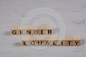 wooden blocks building the word gender equality