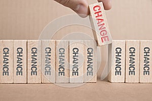 Wooden Blocks with Chance and Change Concept