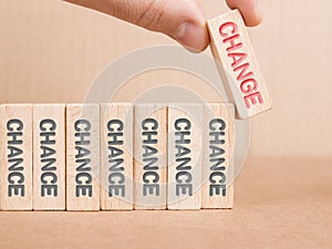 Wooden Blocks with Chance and Change Concept