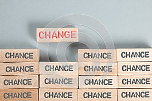 Wooden Blocks with Chance and Change Concept