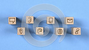 Wooden blocks with communication icons