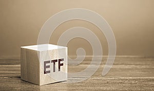 Wooden blocks ETF - Exchange Traded Fund. Type of investment fund and exchange-traded product. Stock exchanges. Business and