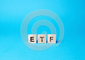 Wooden blocks ETF - Exchange Traded Fund. Type of investment fund and exchange-traded product. Stock exchanges. Business and