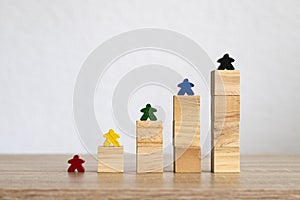 Wooden blocks and figures in height comparison