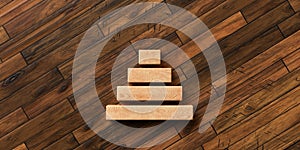 Wooden blocks formed as a pyramid symbolizing a hierarchy - 3D rendered illustration