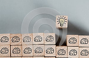 Wooden Blocks with Idea, Brainstorming and Thinking Concept