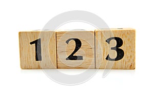 Wooden blocks with numbers 1 2 3